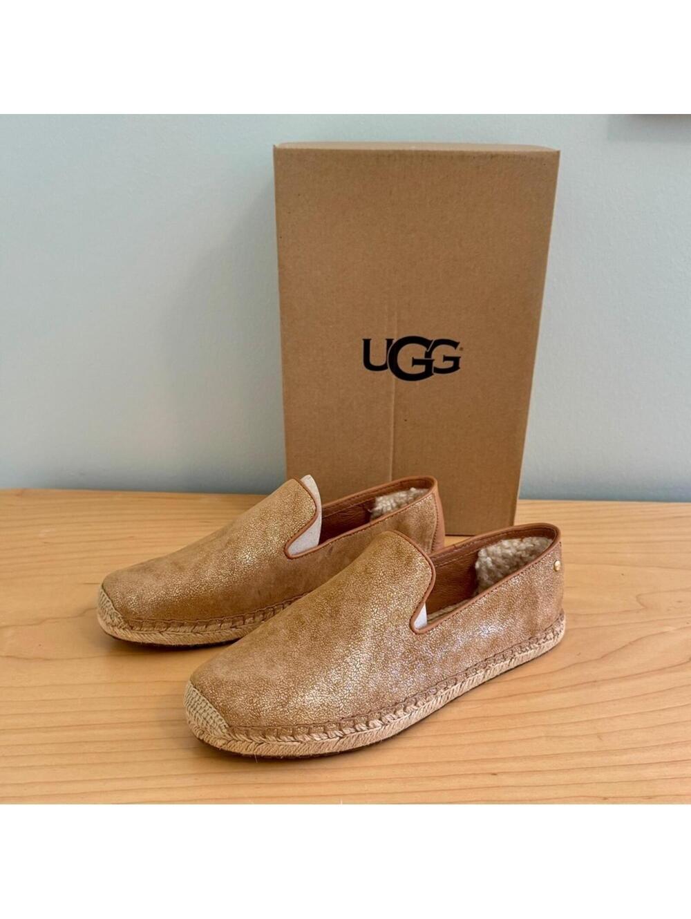 UGG Sandrinne II Women’s Metallic Gold - Slip-On Loafer Espadrille Size: 9 NWT - Picture 3 of 9